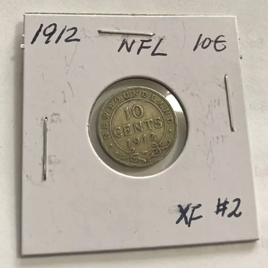 1912 Newfoundland Silver 10 Cents Coin XF