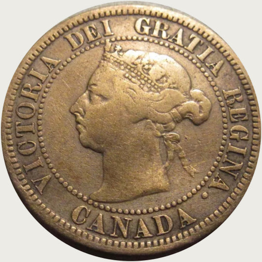 1892 Canadian Queen Victoria  Large Penny coin VF