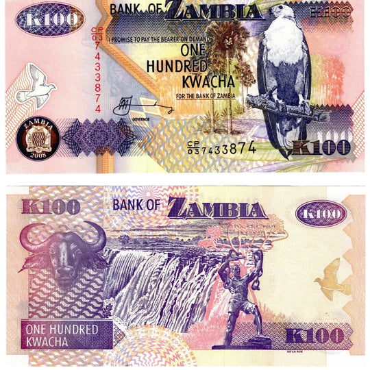 2008  Zambia  100 Kwacha Banknote UNC