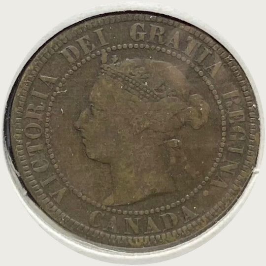 1886 Canadian  Queen Victoria large Penny Coin VF