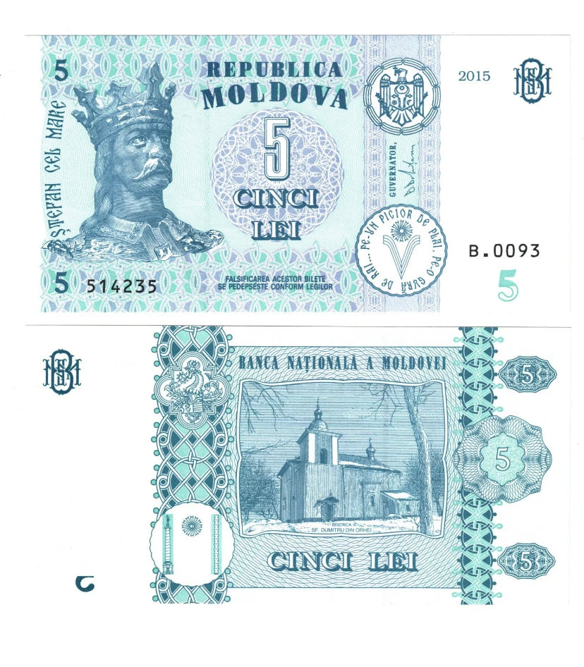 2015 Moldova 5 Lei Banknote UNC Pb22