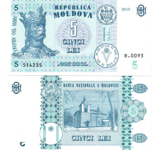 2015 Moldova 5 Lei Banknote UNC Pb22