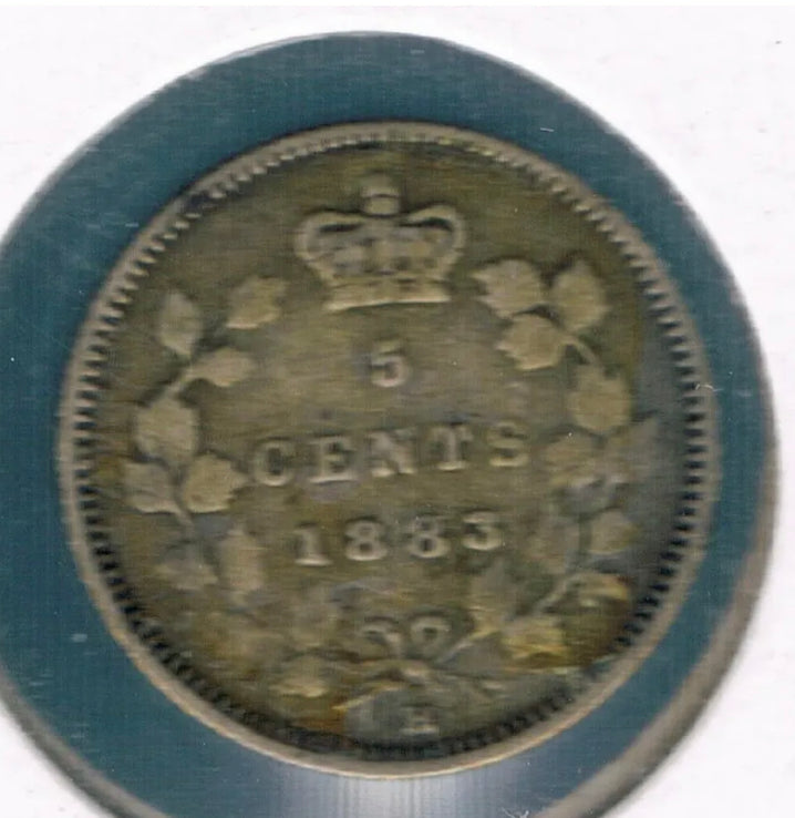 1883 H Canadian 5 cent VF rare coin silver coin key date