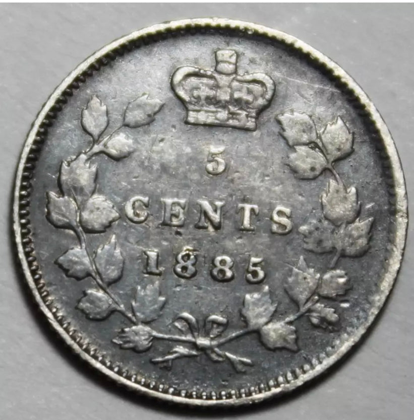 1885 Canadian 5 cent rare coin silver coin small 5