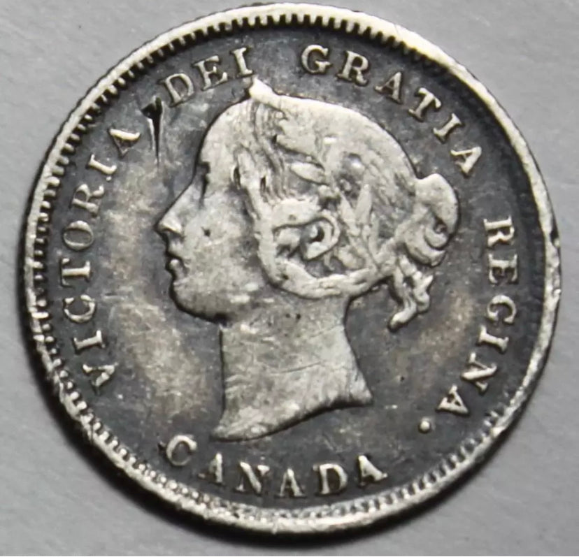 1882 H Canadien 5 cents VF pièce rare pièce d'argent date clé