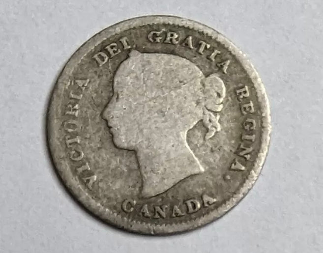 1886 Canadian 5 cent rare coin silver coin Small 6