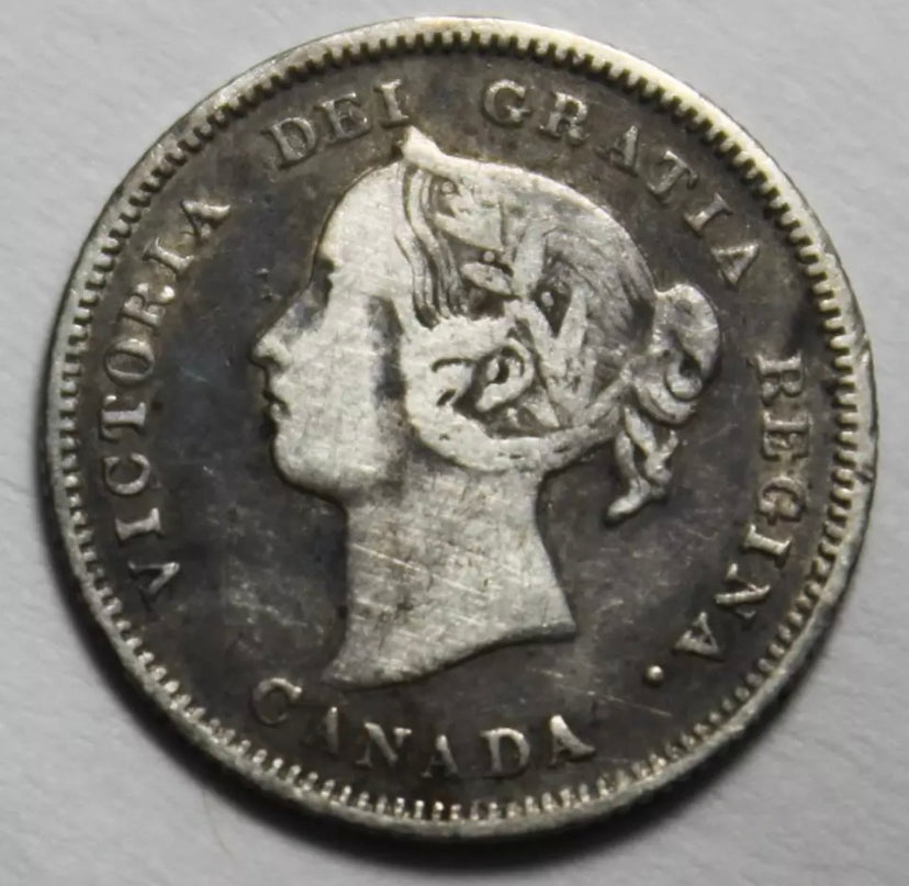 1882 H Canadien 5 cents VF pièce rare pièce d'argent date clé