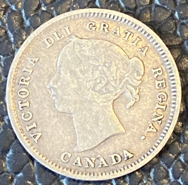 1888 Canadian 5 cent rare coin silver coin VF