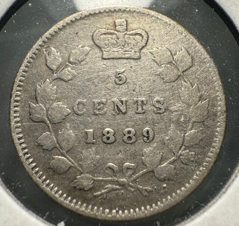 1889 Canadian 5 cent rare coin silver coin