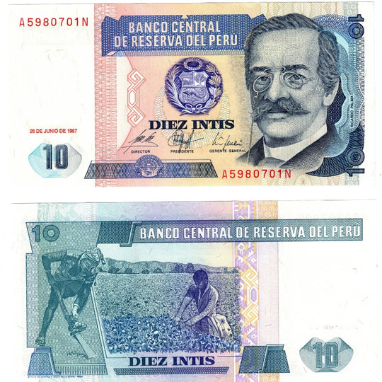 1987 Peru 10 Intis  Banknote UNC