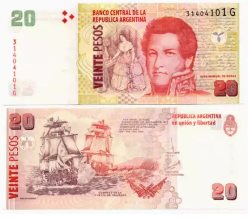 2018 Argentina 20 Pesos BANKNOTE CURRENCY UNC