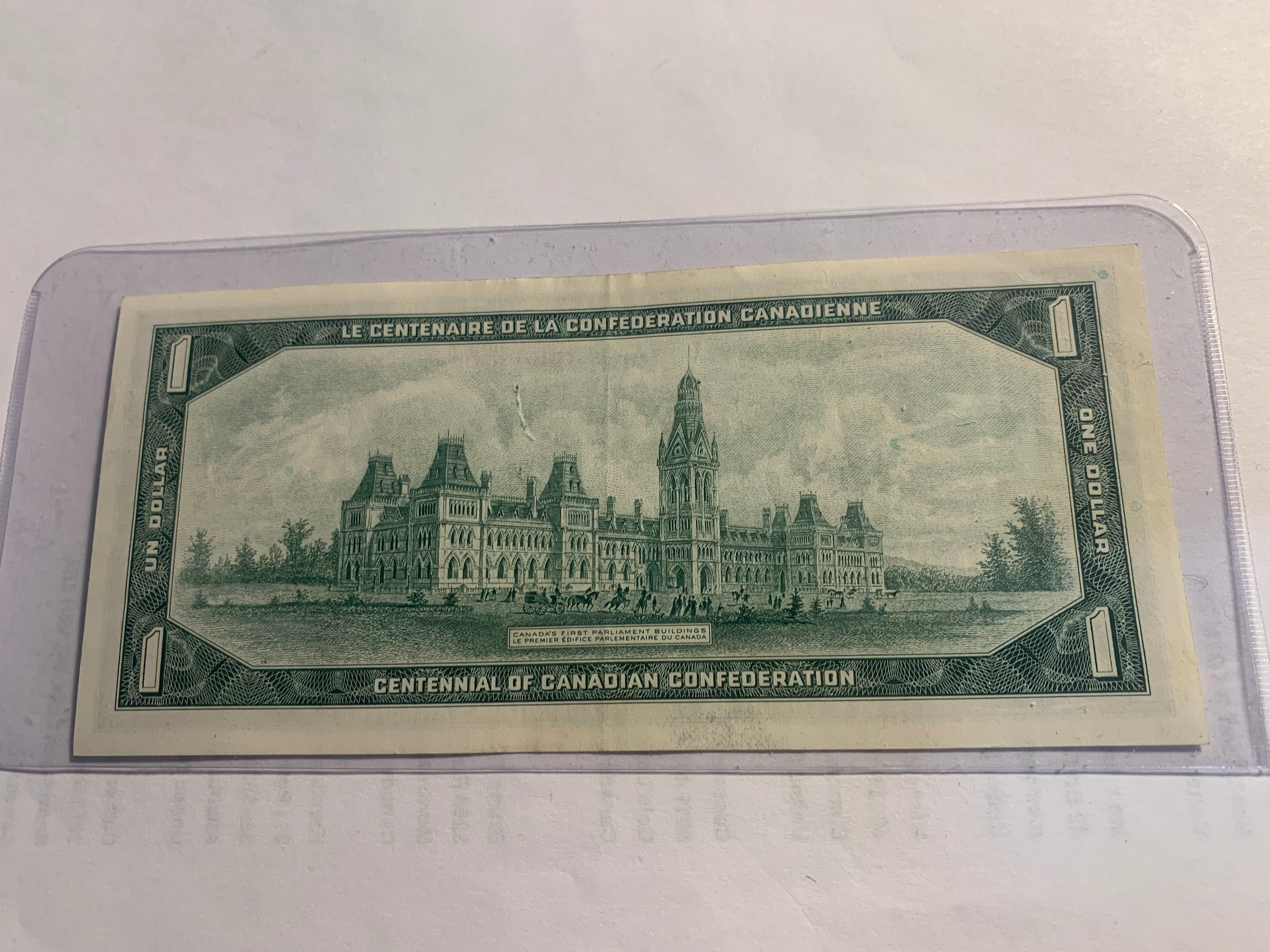 1967 One Dollar Canadian Banknote 1$ Bank Of Canada