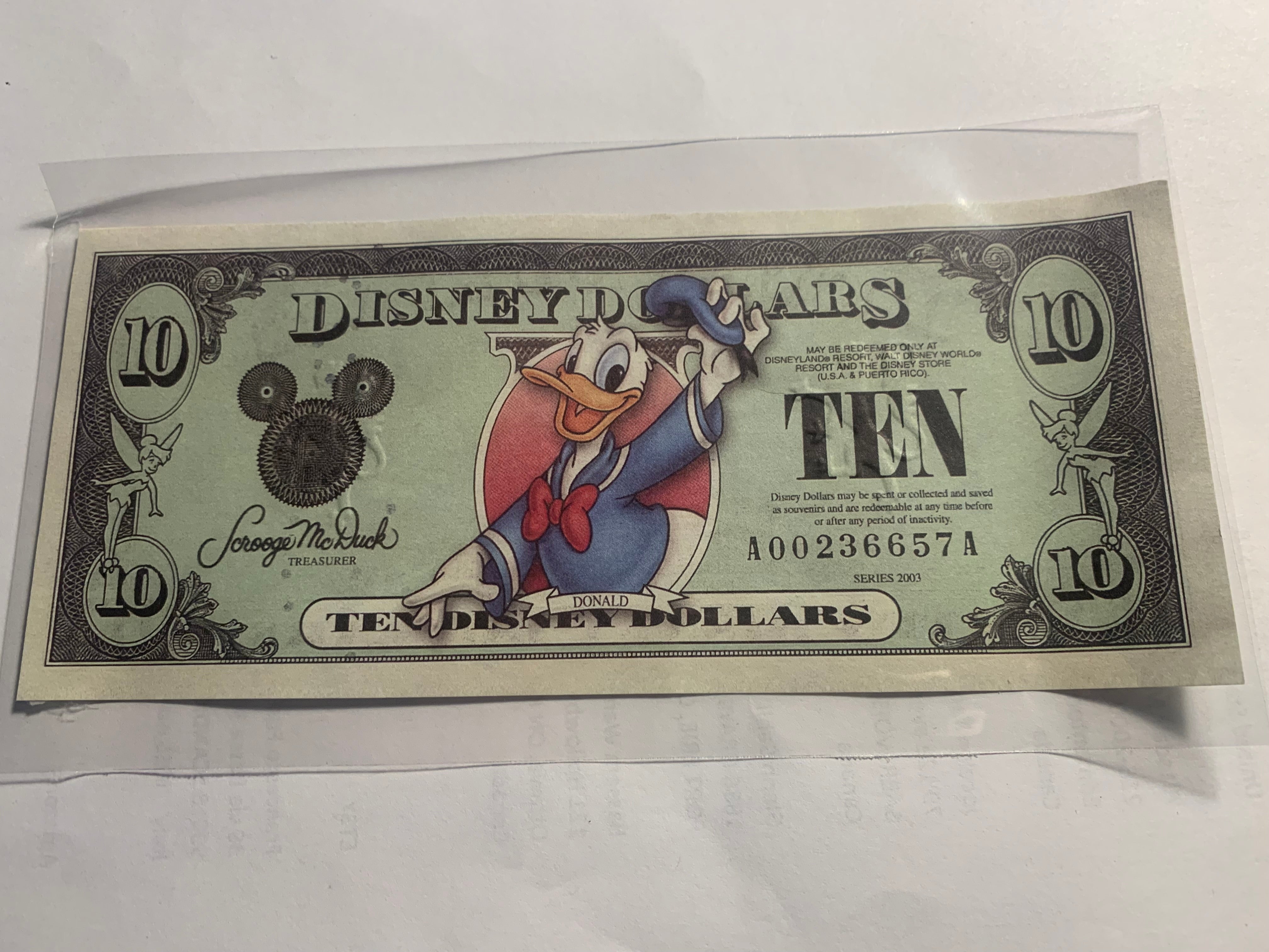 2002 Disney Dollar $10 DONALD DUCK Series UNC