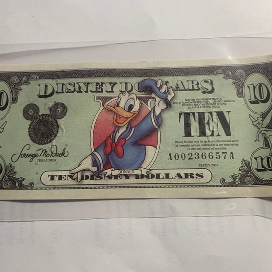 2002 Disney Dollar $10 DONALD DUCK Series UNC