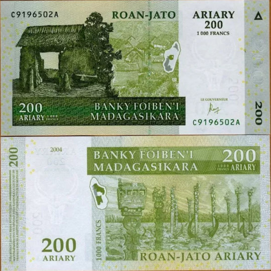 2004 MADAGASCAR BANKNOTE 200 ARIARY  UNC