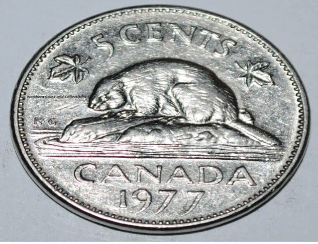 Erreur canadienne 1977 Pièce de 5 cents en nickel Low 7 VF