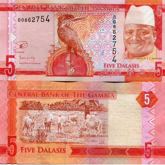 2015 Gambia 5 Dalasis  Banknote Paper Money UNC