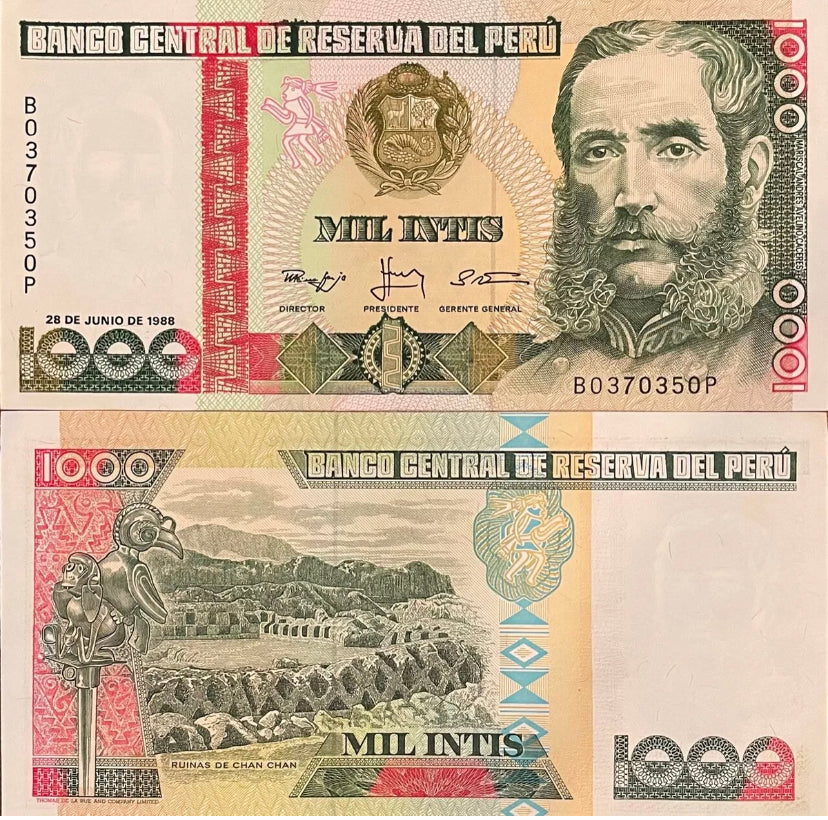 1988 Peru Banknote 1000 Intis UNC