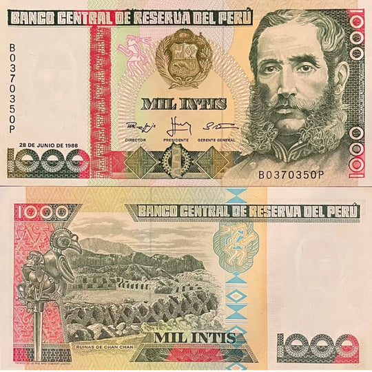 1988 Peru Banknote 1000 Intis UNC