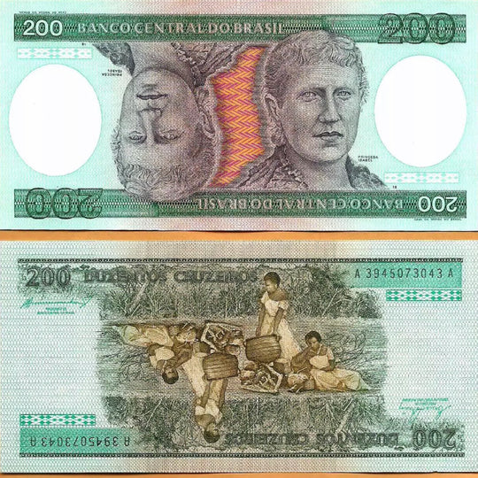 1984 Brazil 200 Cruzados Princesa Isabel Banknote UNC