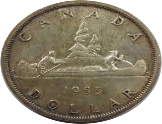 1955 Canada Silver Dollar à collectionner Pièce rare AU***