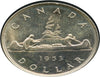 1953 Canada Silver Dollar à collectionner Pas de pli d'épaule Conduites d'eau courtes Pièce AU***