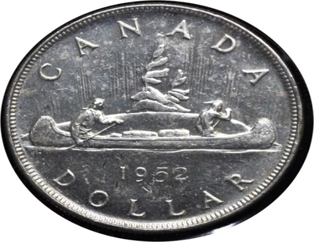 1952 Canada Silver Dollar à collectionner Conduites d'eau courtes Pièce AU***