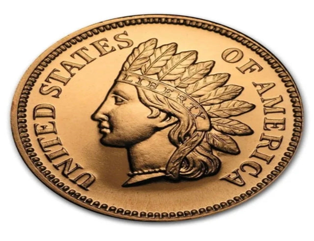 Indian Head Cent - 1oz. Pure Copper Bullion Round***