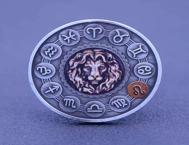 Lucky Coin -12 constellations copper nickel Craft Gift Coin Colored in Protective Plastic Capsule Silver Plated Nice coin