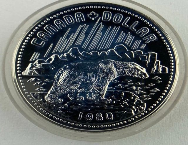 1980 Polar Bear 1 Canada Silver Coin nice coin ***