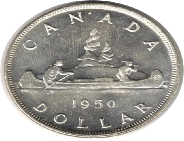 1950 Canada Silver Dollar collectible 4 water lines Coin AU***