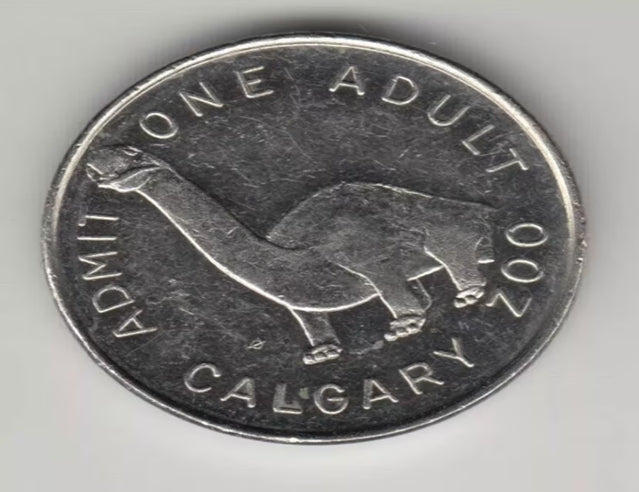 Calgary Zoo Token, Admit One Adult Dinosaur Type Nice ***