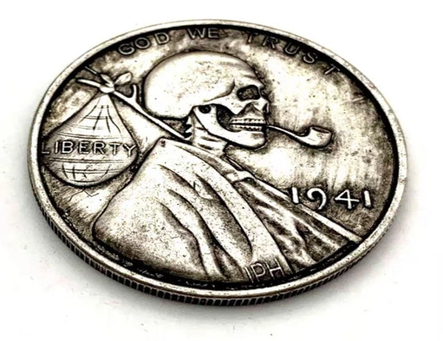 Hobo Coin - tramp skeleton antique Craft Gift Coin in Protective Plastic Capsule Copper Engraved