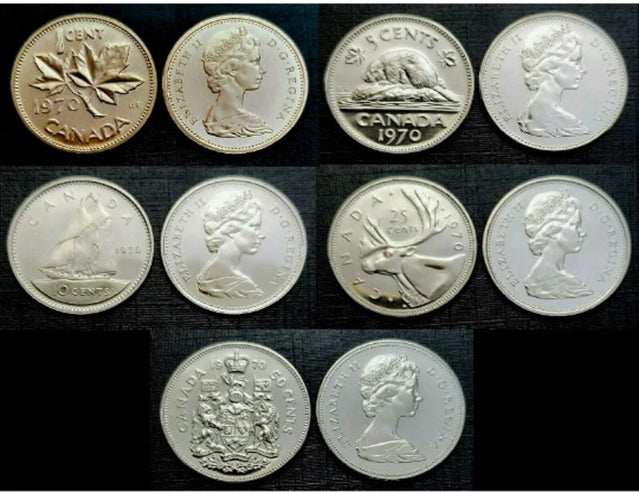 1970-1979 Kanada Proof wie Fünf-Münzen-Set ***