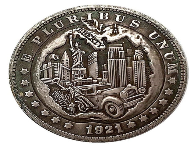 Hobo Coin - Pièce cadeau artisanale de la ville de New York dans une capsule de protection en plastique gravée en cuivre #CO02