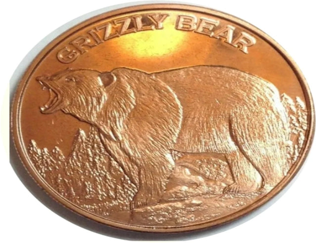 Grizzly Bear Feinkupfer, rund, rein, 1 Unze, .999 Goldbarren