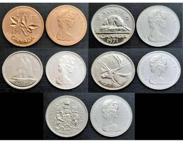 1970-1979 Kanada Proof wie Fünf-Münzen-Set ***