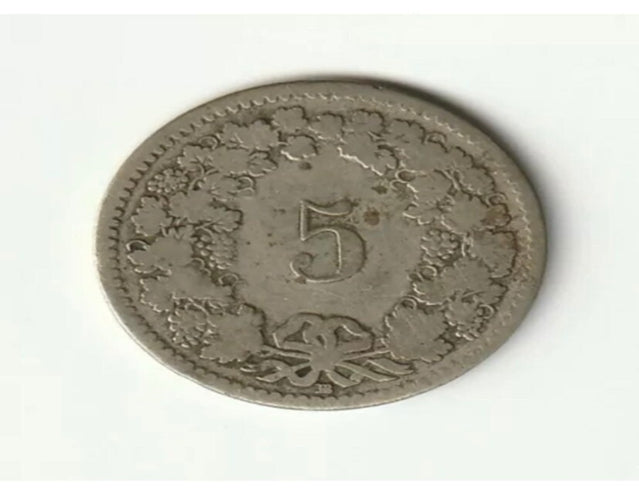 1850 bb switzerland - helvetia 5 rappen billon coin