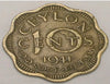 1944 Ceylon Ceylonese 10 Cent George Scalloped Münze VF***