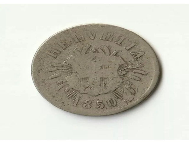 1850 BB Schweiz - Helvetia 5 Rappen Billon Münze