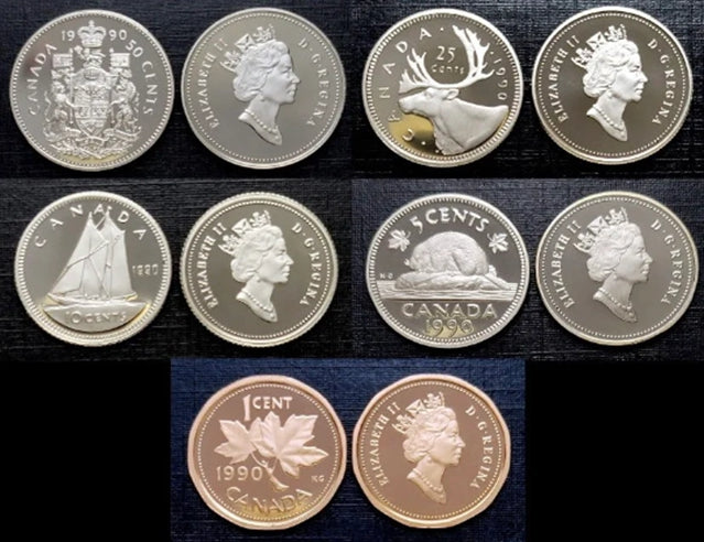 1990 -1995 Canada Proof like Five Coins set ***