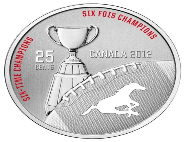 2012 Kanada 25 Cents Calgary Stampeders CFL Übergroßes Münz- und Stempelset