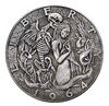 Hobo Coin - Evil Love - Pièce cadeau artisanale dans une capsule de protection en plastique gravée en cuivre #SK35