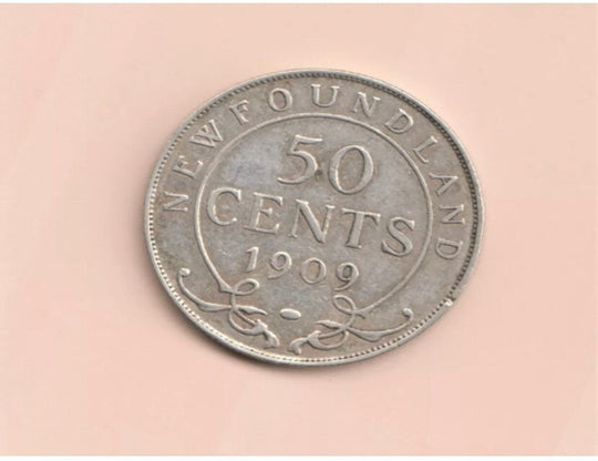 Terre-Neuve 1909 Argent 50 Cents Très Fin