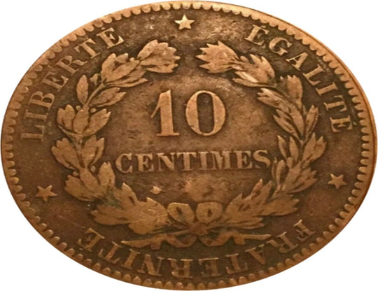 1870 France 10 centimes coin VF ***