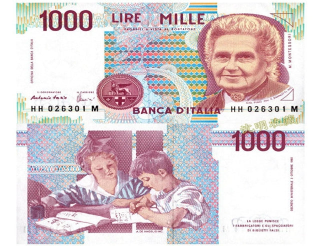 Italie 1000 Lire 1990 Signe Ciampi Speziali Lires Montessori Italia