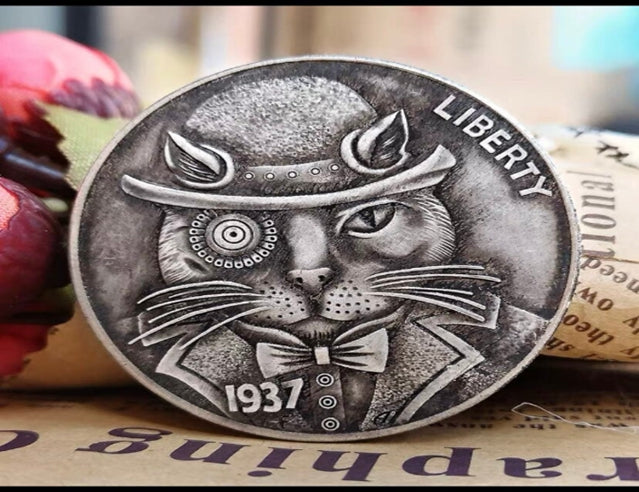 Hobo Coin - Mr. Cat Craft Gift Coin in Protective Plastic Capsule Copper Engraved#AN03