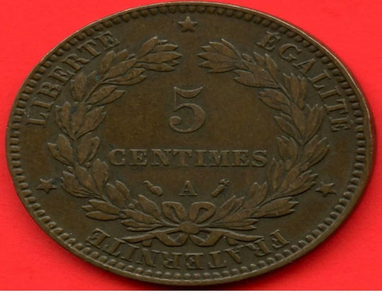 1896 ‘A’ France 5 Centimes Coin VF***