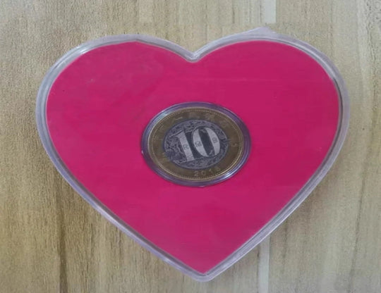 2pcs High Quality Coin Protective Heart-shaped display box gift box 27mm Diameter