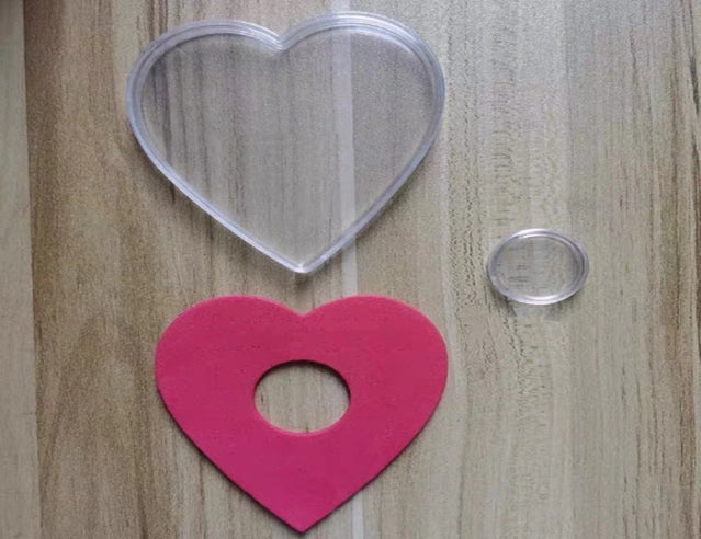 2pcs High Quality Coin Protective Heart-shaped display box gift box 27mm Diameter